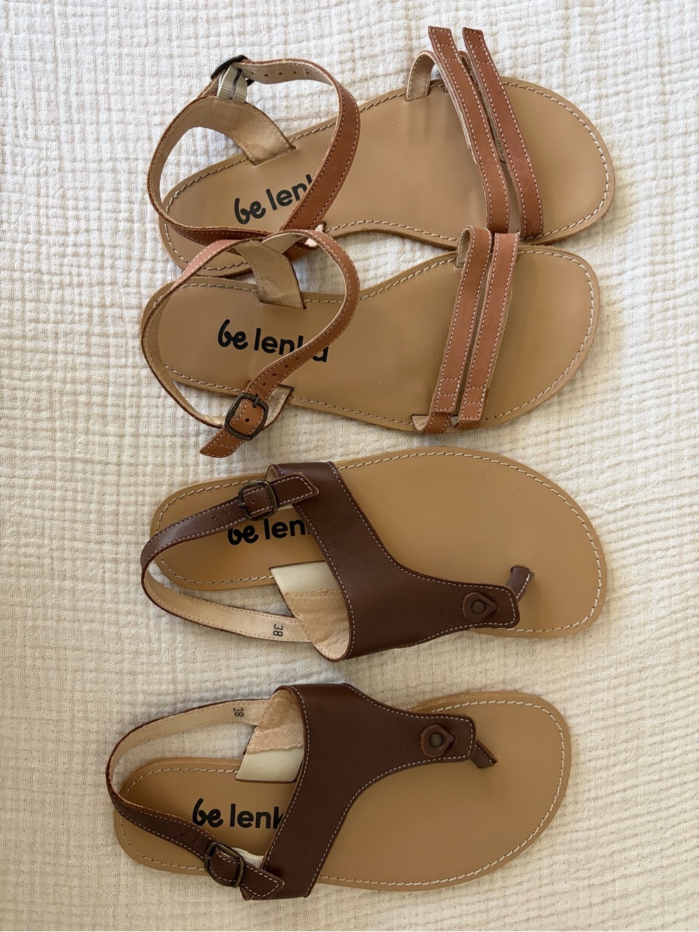 Be Lenka Women's Brown Leather Sandals - Classic Strappy & Toe-Post Styles